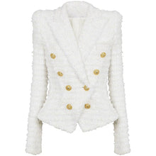 Load image into Gallery viewer, White Woolen Blazer Jacket