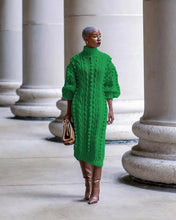 Load image into Gallery viewer, Long Sleeve Turtleneck Knitted Dress