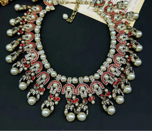 Load image into Gallery viewer, Luxury Large Glass Pearl Rhinestone Vintage Necklace Earrings