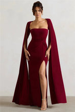 Load image into Gallery viewer, Long Cape Sleeve Split Maxi Dress