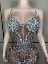 Load image into Gallery viewer, Stunning Crystals Mesh Stretch Dress