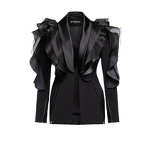 Load image into Gallery viewer, Three Dimensional Ruffled Black Blazer