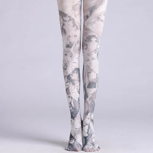 Retro Oil Painting Printed Tights