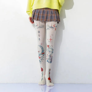 Retro Oil Painting Printed Tights