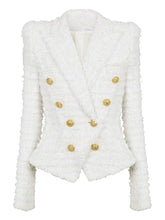 Load image into Gallery viewer, White Woolen Blazer Jacket