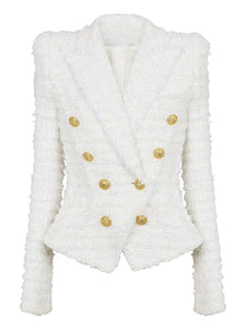 White Woolen Blazer Jacket