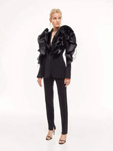 Load image into Gallery viewer, Three Dimensional Ruffled Black Blazer