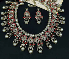 Load image into Gallery viewer, Luxury Large Glass Pearl Rhinestone Vintage Necklace Earrings