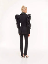 Load image into Gallery viewer, Three Dimensional Ruffled Black Blazer