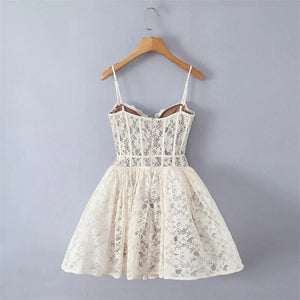 VINTAGE CREAM LACE MINI DRESS