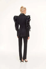 Load image into Gallery viewer, Three Dimensional Ruffled Black Blazer