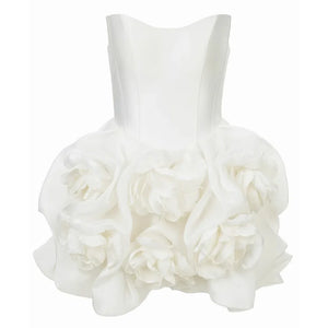 Sexy Strapless 3D Flower Tight Mini Dress