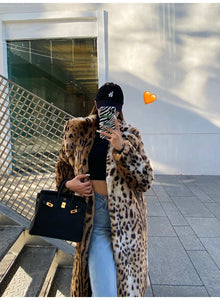 Thick Leopard Fluffy Faux Fur Coat