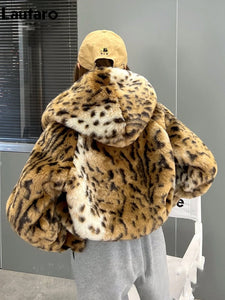 Leopard Print Faux Fur Coat