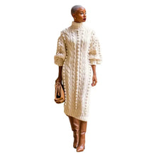 Load image into Gallery viewer, Long Sleeve Turtleneck Knitted Dress