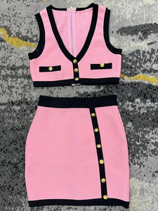 Elegant Pink Bandage Three Piece Set