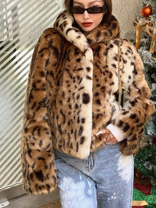 Leopard Print Faux Fur Coat