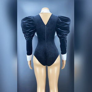 New Black Big Sleeves Bodysuit