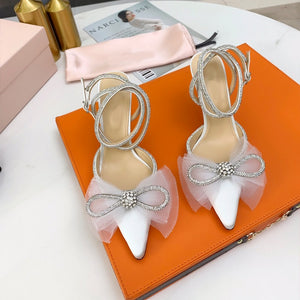 Pumps Crystal bowknot Satin