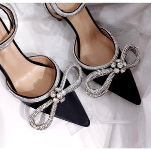 Pumps Crystal bowknot Satin