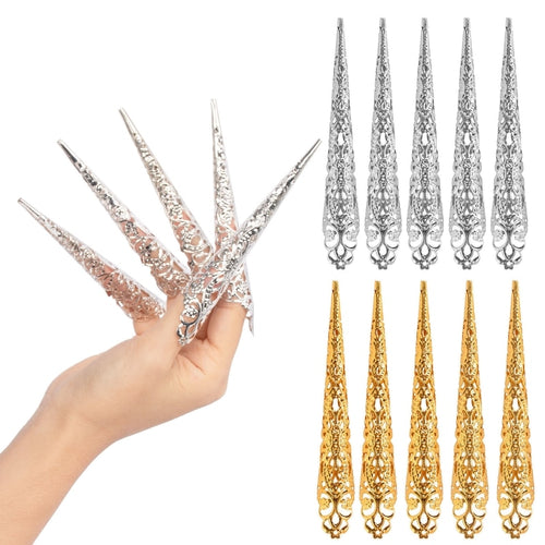 Costume Antique Style Queen Nail Rings Set