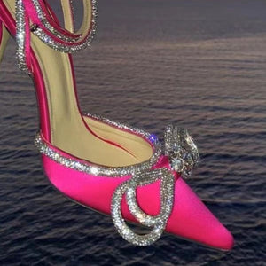 Pumps Crystal bowknot Satin