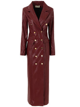 Load image into Gallery viewer, Long Faux Leather Trench Coat