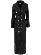 Load image into Gallery viewer, Long Faux Leather Trench Coat