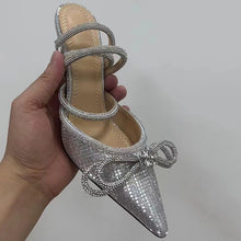 Load image into Gallery viewer, Pumps Crystal bowknot Satin