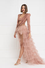 Load image into Gallery viewer, Blush Pink Ruffled Tiered Long Maxi Skirt