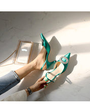 Load image into Gallery viewer, new stiletto pointed high heel rhinestone buckle