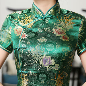 Green Rayon Cheongsam Chinese Classic