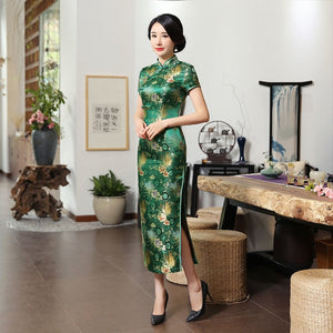 Green Rayon Cheongsam Chinese Classic