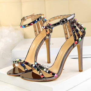 High Heels Rivets Studded Sandals