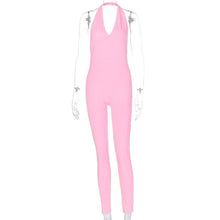 Load image into Gallery viewer, Solid Bodycon Halter Long Jumpsuits