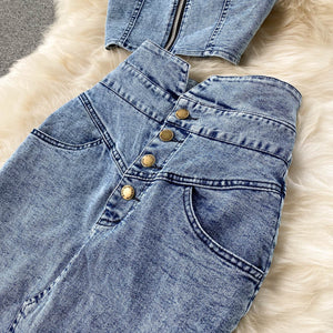 Jeans Vest+Skirts Sets