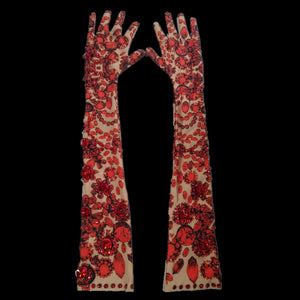 l Rhinestone Long Gloves