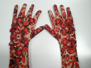 l Rhinestone Long Gloves