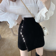 Load image into Gallery viewer, Velvet High Waist Bodycon  Mini Skirt