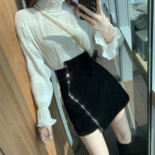 Load image into Gallery viewer, Velvet High Waist Bodycon  Mini Skirt