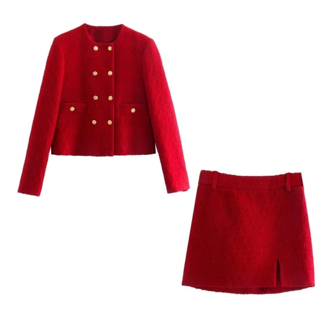 Short Blazer Skirt Sets