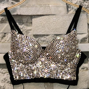 Sexy Bustier Cropped sling Top Vest Bra bling