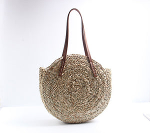 Moroccan Palm Basket Bag Hand Woven Round Straw Bags – Mineli's Closet