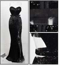 Load image into Gallery viewer, Black Bra Open Back Back Pleated Sequins Slim Dress Party