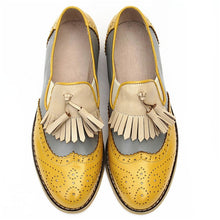 Load image into Gallery viewer, flats genuine Leather oxford flat Shoes brogues vintage retro  tassel pink