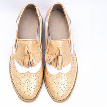 Load image into Gallery viewer, flats genuine Leather oxford flat Shoes brogues vintage retro  tassel pink